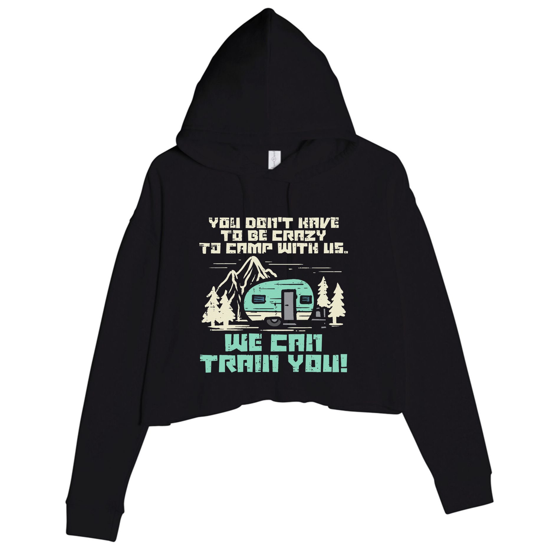 Crazy Camp With Us Funny Camping Van RV Camper Men Women Crop Fleece Hoodie