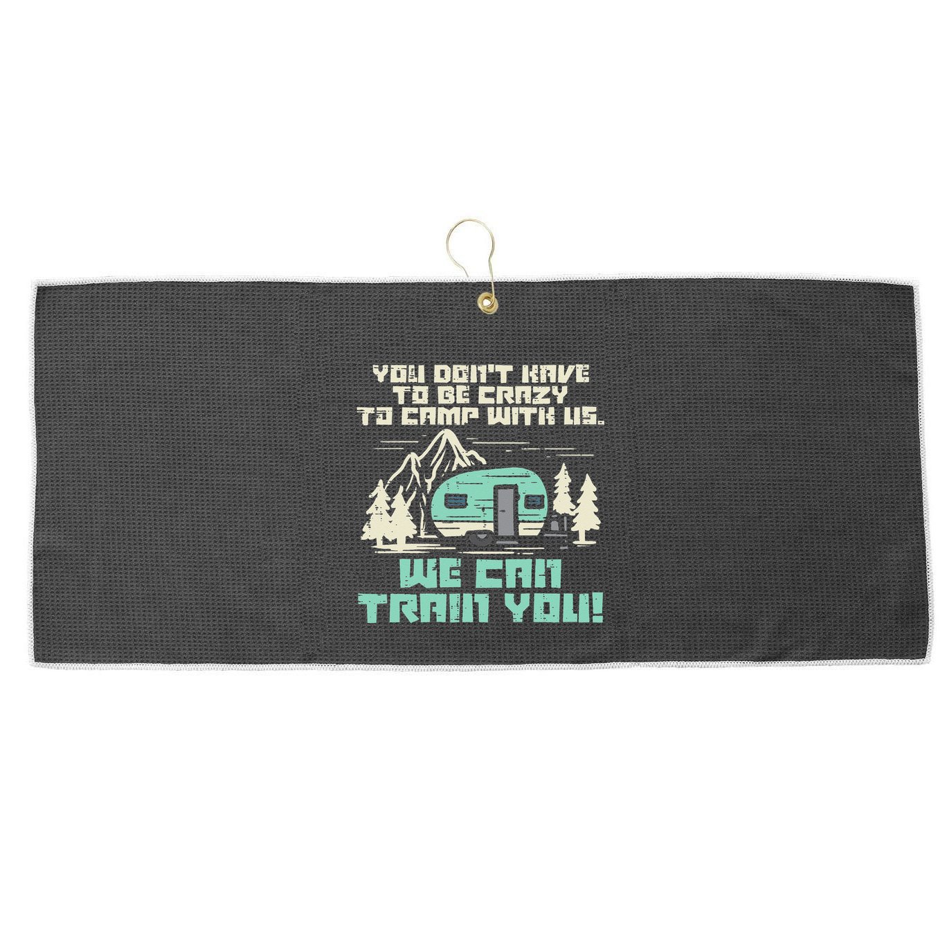 Crazy Camp With Us Funny Camping Van RV Camper Men Women Large Microfiber Waffle Golf Towel