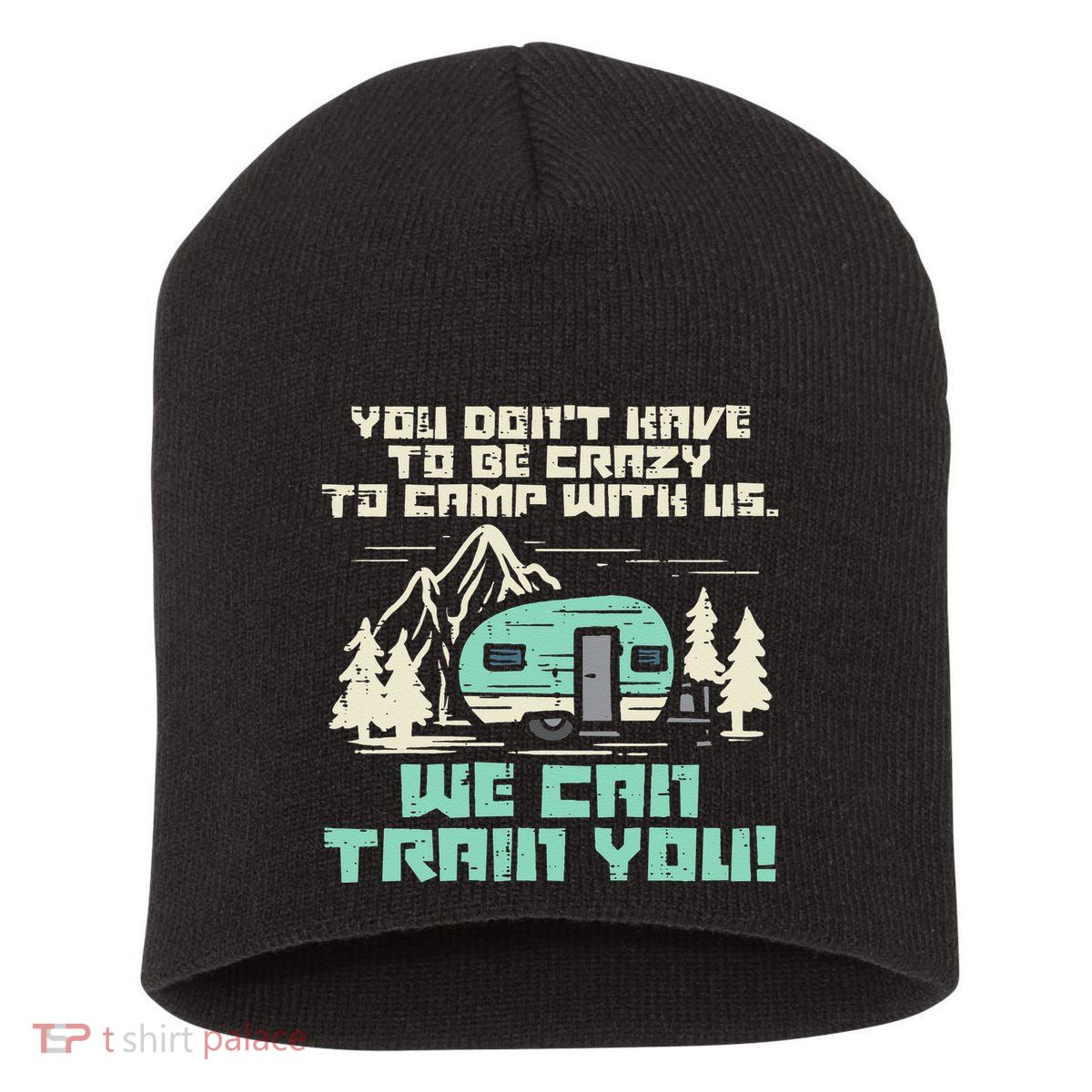 Crazy Camp With Us Funny Camping Van RV Camper Men Women Short Acrylic Beanie