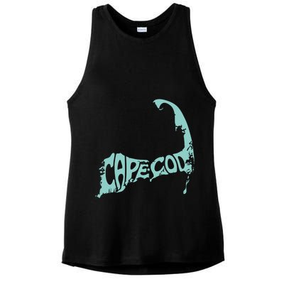 Cape Cod Word Art Ladies PosiCharge Tri-Blend Wicking Tank
