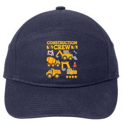 Construction Crew Worker Excavator 7-Panel Snapback Hat