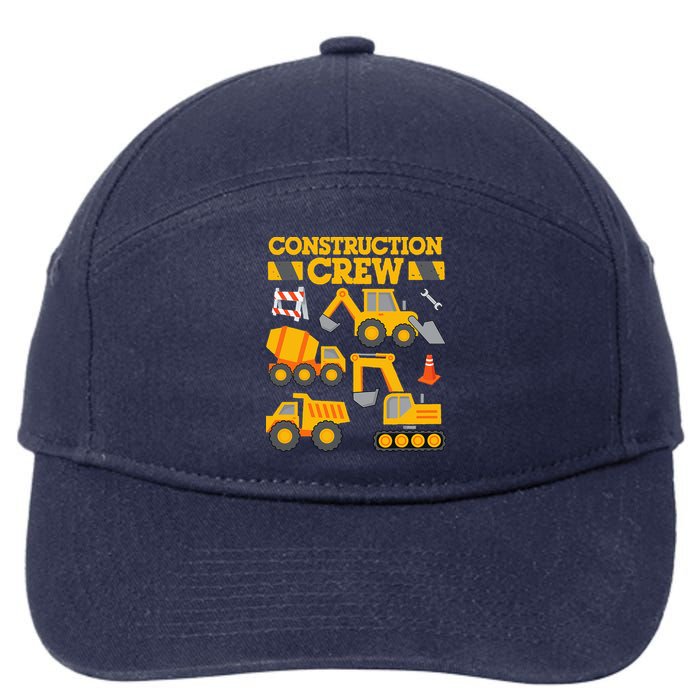 Construction Crew Worker Excavator 7-Panel Snapback Hat