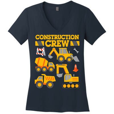 Construction Crew Worker Excavator Women's V-Neck T-Shirt