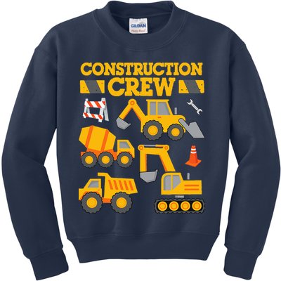 Construction Crew Worker Excavator Kids Sweatshirt