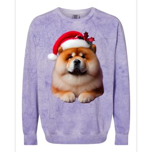 Chow Chow With Santa Hat Christmas Dog Owner Lover Xmas Mom Gift Colorblast Crewneck Sweatshirt