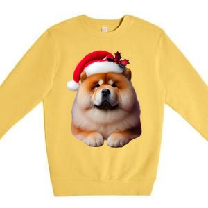 Chow Chow With Santa Hat Christmas Dog Owner Lover Xmas Mom Gift Premium Crewneck Sweatshirt