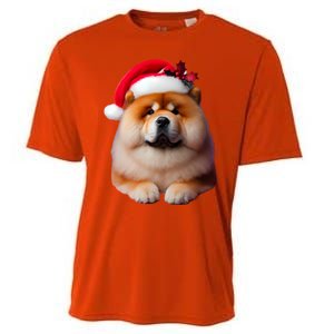 Chow Chow With Santa Hat Christmas Dog Owner Lover Xmas Mom Gift Cooling Performance Crew T-Shirt