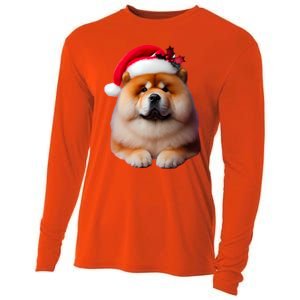 Chow Chow With Santa Hat Christmas Dog Owner Lover Xmas Mom Gift Cooling Performance Long Sleeve Crew