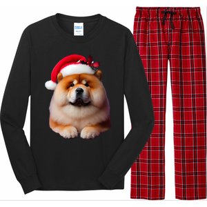 Chow Chow With Santa Hat Christmas Dog Owner Lover Xmas Mom Gift Long Sleeve Pajama Set