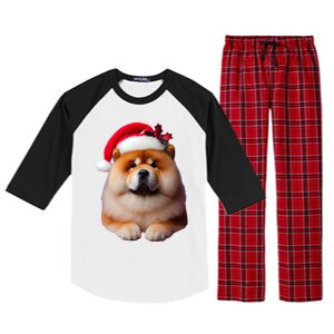 Chow Chow With Santa Hat Christmas Dog Owner Lover Xmas Mom Gift Raglan Sleeve Pajama Set