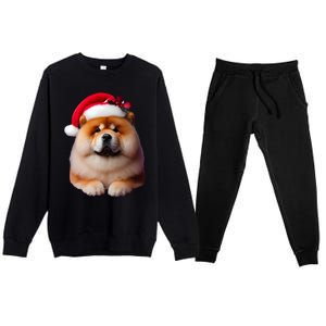 Chow Chow With Santa Hat Christmas Dog Owner Lover Xmas Mom Gift Premium Crewneck Sweatsuit Set