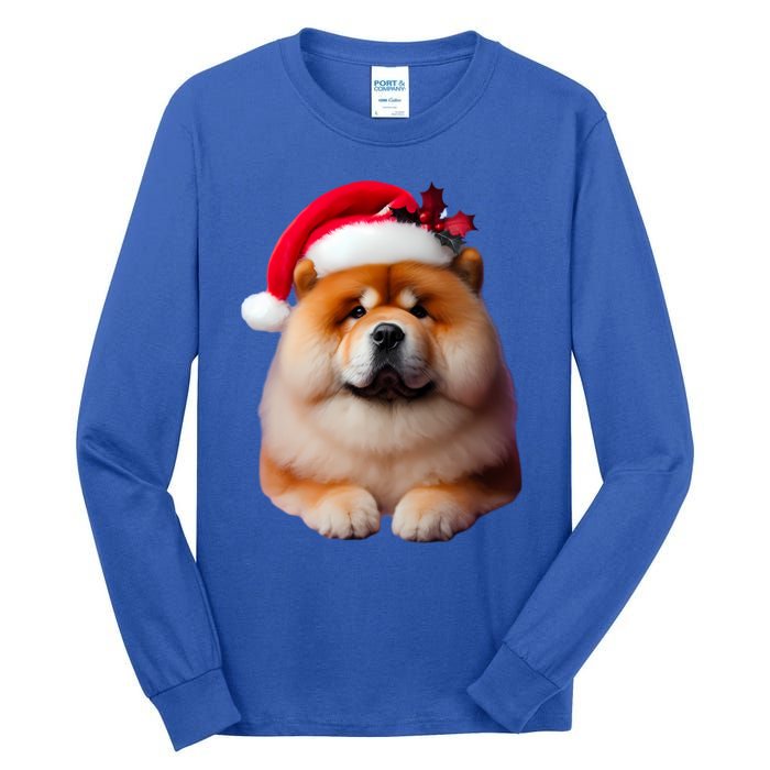 Chow Chow With Santa Hat Christmas Dog Owner Lover Xmas Mom Gift Tall Long Sleeve T-Shirt