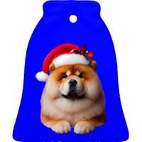 Chow Chow With Santa Hat Christmas Dog Owner Lover Xmas Mom Gift Ceramic Bell Ornament