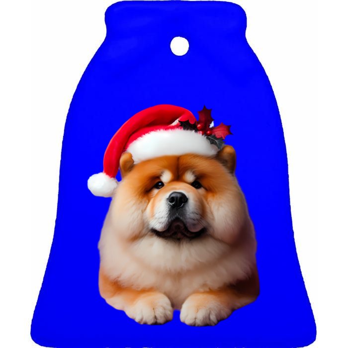 Chow Chow With Santa Hat Christmas Dog Owner Lover Xmas Mom Gift Ceramic Bell Ornament