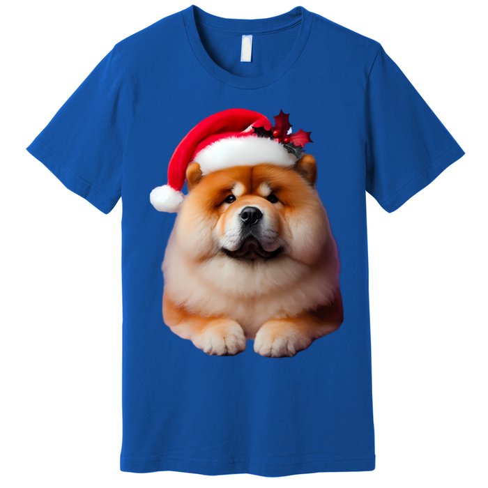 Chow Chow With Santa Hat Christmas Dog Owner Lover Xmas Mom Gift Premium T-Shirt