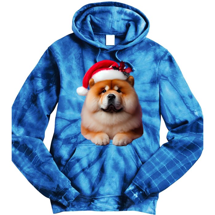 Chow Chow With Santa Hat Christmas Dog Owner Lover Xmas Mom Gift Tie Dye Hoodie