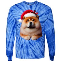 Chow Chow With Santa Hat Christmas Dog Owner Lover Xmas Mom Gift Tie-Dye Long Sleeve Shirt