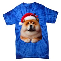 Chow Chow With Santa Hat Christmas Dog Owner Lover Xmas Mom Gift Tie-Dye T-Shirt