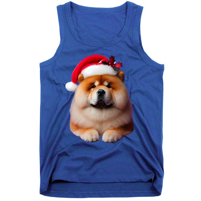 Chow Chow With Santa Hat Christmas Dog Owner Lover Xmas Mom Gift Tank Top