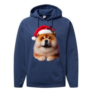 Chow Chow With Santa Hat Christmas Dog Owner Lover Xmas Mom Gift Performance Fleece Hoodie