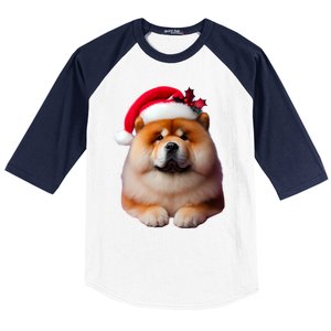 Chow Chow With Santa Hat Christmas Dog Owner Lover Xmas Mom Gift Baseball Sleeve Shirt