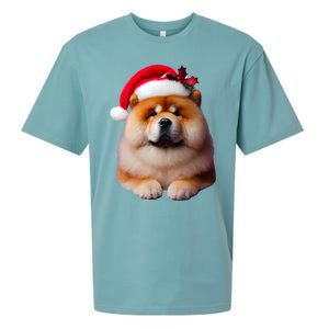 Chow Chow With Santa Hat Christmas Dog Owner Lover Xmas Mom Gift Sueded Cloud Jersey T-Shirt