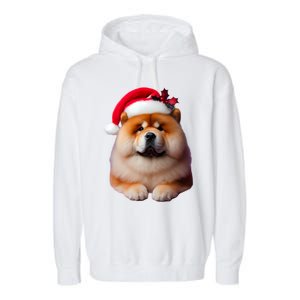 Chow Chow With Santa Hat Christmas Dog Owner Lover Xmas Mom Gift Garment-Dyed Fleece Hoodie