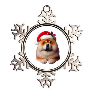 Chow Chow With Santa Hat Christmas Dog Owner Lover Xmas Mom Gift Metallic Star Ornament