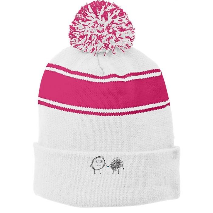 Connection. Calm With Chaos. Help Chaos With Connection. Stripe Pom Pom Beanie