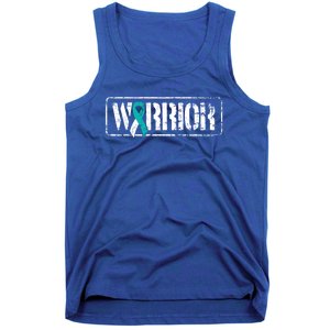 Cervical Cancer Warrior Gift Teal White Militaryfunny Gifttyle Ribbon Gift Tank Top