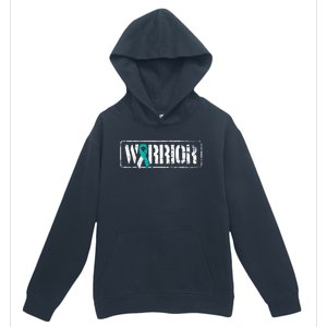 Cervical Cancer Warrior Gift Teal White Militaryfunny Gifttyle Ribbon Gift Urban Pullover Hoodie