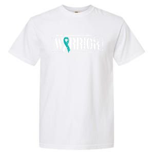 Cervical Cancer Warrior Gift Teal White Militaryfunny Gifttyle Ribbon Gift Garment-Dyed Heavyweight T-Shirt