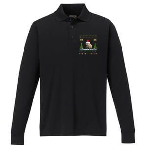 Capybara Christmas Xmas Lighting Santa Hat Performance Long Sleeve Polo