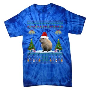 Capybara Christmas Xmas Lighting Santa Hat Tie-Dye T-Shirt