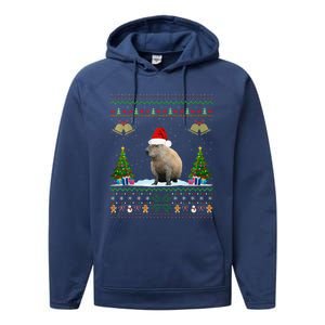 Capybara Christmas Xmas Lighting Santa Hat Performance Fleece Hoodie