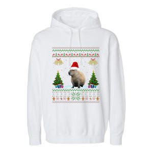 Capybara Christmas Xmas Lighting Santa Hat Garment-Dyed Fleece Hoodie