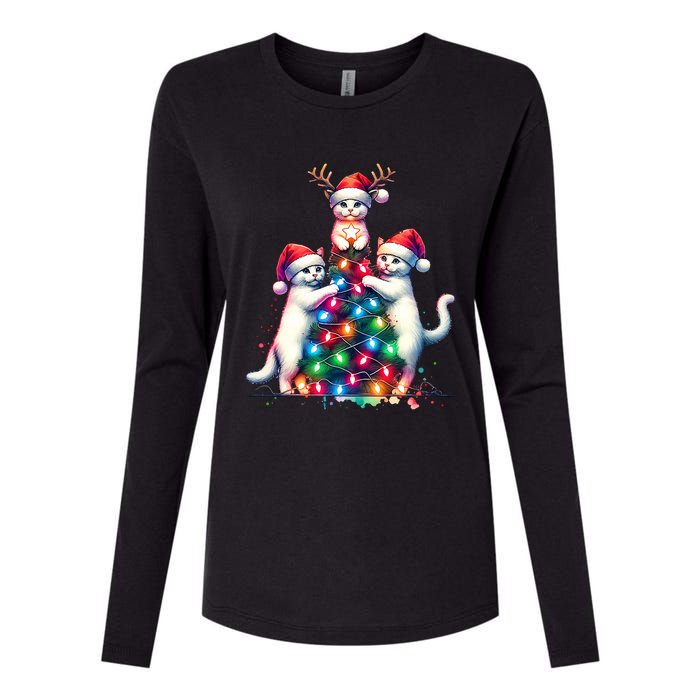 Christmas Cat Xmas Cats Christmas Cat Lover Womens Cotton Relaxed Long Sleeve T-Shirt