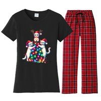 Christmas Cat Xmas Cats Christmas Cat Lover Women's Flannel Pajama Set