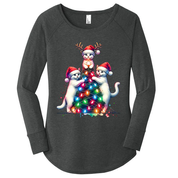 Christmas Cat Xmas Cats Christmas Cat Lover Women's Perfect Tri Tunic Long Sleeve Shirt