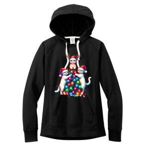 Christmas Cat Xmas Cats Christmas Cat Lover Women's Fleece Hoodie