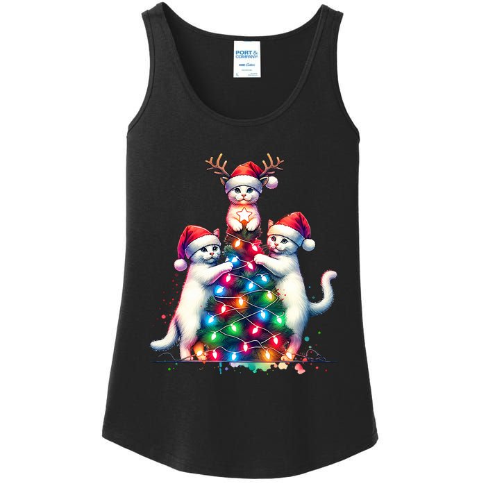 Christmas Cat Xmas Cats Christmas Cat Lover Ladies Essential Tank