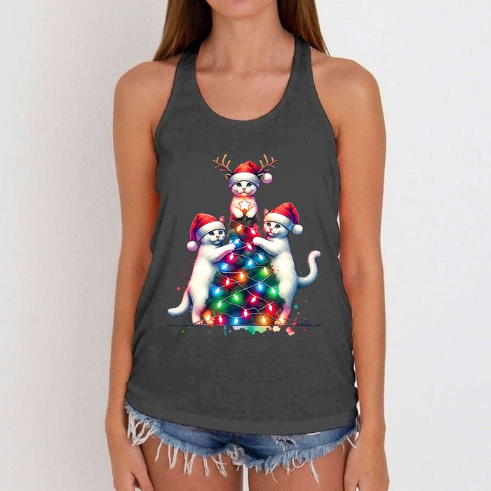 Christmas Cat Xmas Cats Christmas Cat Lover Women's Knotted Racerback Tank