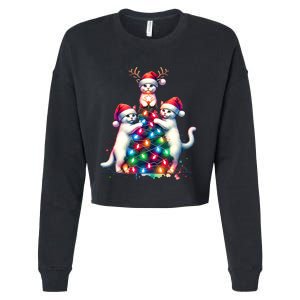 Christmas Cat Xmas Cats Christmas Cat Lover Cropped Pullover Crew