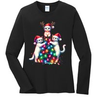 Christmas Cat Xmas Cats Christmas Cat Lover Ladies Long Sleeve Shirt