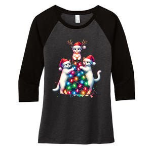 Christmas Cat Xmas Cats Christmas Cat Lover Women's Tri-Blend 3/4-Sleeve Raglan Shirt