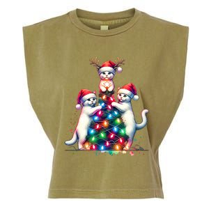 Christmas Cat Xmas Cats Christmas Cat Lover Garment-Dyed Women's Muscle Tee