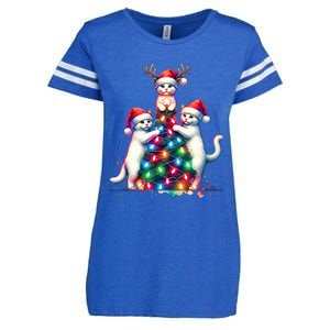 Christmas Cat Xmas Cats Christmas Cat Lover Enza Ladies Jersey Football T-Shirt