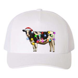 Cow Christmas Xmas Cow Reindeer Santa Hat Christmas Lights Yupoong Adult 5-Panel Trucker Hat