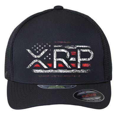 Crypto Currency Xrp Cryptocurrency American Flag Xrp Flexfit Unipanel Trucker Cap