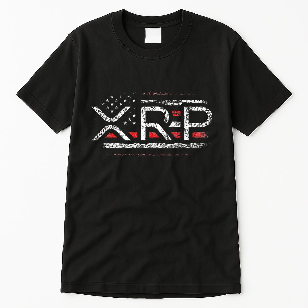 Crypto Currency Xrp Cryptocurrency American Flag Xrp Tall T-Shirt